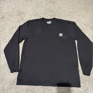 Carhartt Black Long Sleeve Pocket Tee with Tan Logo